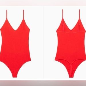 Red XS Thong Bodysuit